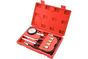 DASBET 8PCS Petrol Engine Cylinder Compression Tester Kit | Compression Tester kit Fuel Cylinder Pressure Gauge for Petrol Gas Engine Automotive Tool Gauge 0-300 PSI for Cars Motorcycles