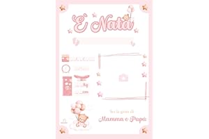 KOÏLWËS Pergamena Nascita Neonata Personalizzabile - Certificato nascita Bambina- Idee Regali Nascita Neo Mamma e Papà Originali - Quadretto Nascita - Regalo Neonata - Idea Regalo Cameretta con foto