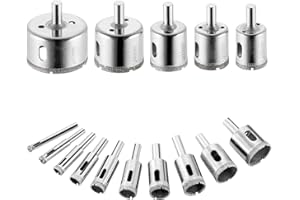 ZFYQ Broca Diamante, 15 Pcs Juego de Taladro Diamante, Acero al Carbono, Perforar en Vidrio, Cerámica, Porcelana, Azulejo, Mármol, 6/8/10/12/14/16/18/20/22/25/28/30/35/40/50mm