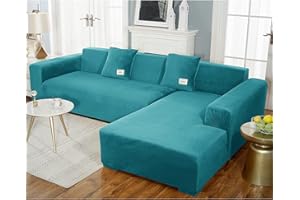 uyeoco Funda de Sofa Chaise Longue Terciopelo Fundas Sofa Cheslong 1/2/3/4 plazas Elástica Brazo Largo Derecho Izquierda Funda Cubre Sofá de Forma L Protector para Sofá (Color : N, Size : 235-300cm)