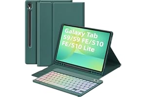 Bettdow for Samsung Galaxy Tab S10 Lite/ S10 FE 10.9" 2025 Keyboard Case, UK Layout Detachable Wireless Backlit Keyboard with Case for Galaxy Tab S10 FE/Tab S9 FE 10.9 Inch/Tab S9 11 Inch, Darkgreen