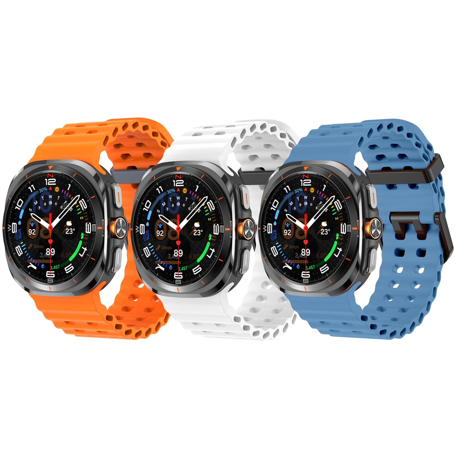 Tnhsvp 3 Piezas Correa Compatible con Samsung Galaxy Watch Ultra 47mm (2025/2024), Deportiva Pulsera de Silicona Suave Transpirable e Impermeable para Hombre Mujer.