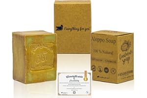 Everything For You Jabón original de Alepo E4U, 200 g, 50% aceite de laurel y 50% aceite de oliva Vegano, jabón natural, jabón de ducha, jabón de afeitar, receta tradicional de Oriente.