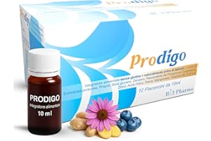 BI3 PHARMA Prodigo | Integratore Difese Immunitarie Adulti Completo | Echinacea Difese Immunitarie, Beta-Glucano, Vitamina C, Zinco, B6-B12, Acido Folico | 12 flaconcini gusto frutti di bosco | Senza glutine