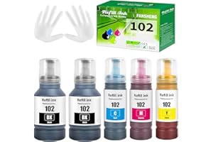 FANSHENG 102 Inchiostro Compatibile con Epson 102 Flaconi di Inchiostro per Ecotank ET-2750 ET-4750 ET-4850 ET-3850 ET-2756 ET-2751 ET-2850 ET-2856 ET-3700 ET-3750 ET-4856 ET-15000 (5 Pack 2BK/C/M/Y)
