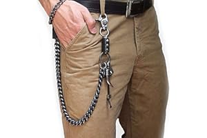 UOOOM Moda męska Punk Hip-hop Spodnie Breloczek Rock Non-mainstream Talia Portfel Łańcuch