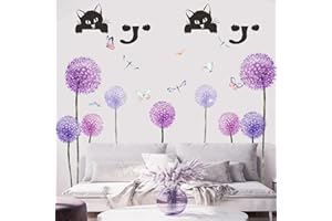 QJFHURB Adesivi Fiori Murali Sul Viola Camera da Letto Ragazza Fiori Parete Soggiorno Addesivi Muro Per La Casa da Letto Cameretta Salotto Disegni da Parete Adesivi Stiker Pareti Fiori Wall Adesivi Da Parete