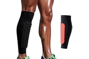 EOAMGO Shin Guards for Men Women Teens, Ski Shin Protecter with Breathable Elastic Honeycomb Pads, Thickened Sleeve Ski Shin Guards for Impact Protection and Comfort