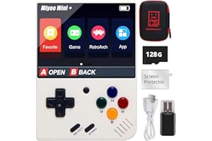 CAWEVON Handheld Game Console for Miyoo Mini Plus with Storage Case, 3.5 inch Retro Video Portable Rechargeable Open Source Game Console Emulato, Built in 64G TF Card & 10000+ Games. Support WiFi