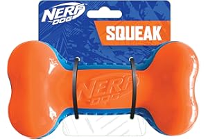 Nerf Dog Hueso chirriante TPR Exo de 7 Pulgadas, Azul/Naranja