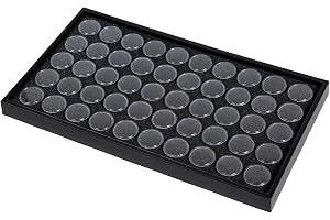 50 ädelstenar visningsfodral diamant ädelsten förvaringsbox, små runda plastbehållare låda smycken organiserare skum, svart s