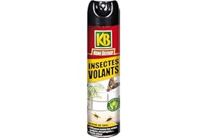 FERTILIGÈNE KB HOME DEFENSE HDVOL - Aérosol Anti-Insectes Volants 400 ml - Action foudroyante et sans odeur - Efficace contre les mites, guêpes, moustiques - Matière active d'origine végétale - Usage en intérieur