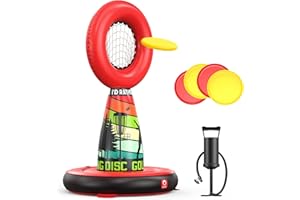 ‎QPAU QPAU Aufblasbares Disc Golf Set für Kinder & Familien, Komplettes Outdoor-Gartenspielset mit Zielkorb, 4 Flugscheiben & Pumpe, Gartenspiele für Kinder und Erwachsene Teenager