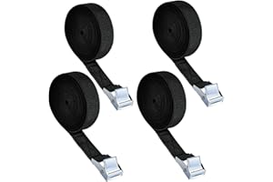 LEPAT Ratchet Tie Down Straps, 2m x 25mm Adjustable Lashing Straps, Retaining Cargo Tension Belt Heavy Duty with Quick Release Cam Buckle for Motorcycle, Cargo, Trucks, Trailer (4)