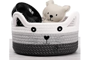 ZORVEXLYNX Cat Toy Box, Cat Basket for Pet Toys Cute Storage Basket with Ears Decorative Small Toy Box for Puppy Decorative Storage Basket