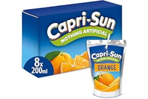 Capri-Sun Orange Kids' Juice Drink (8 x 200ml) Made with Real Fruit Juice - No Artificial Ingredients - Vegan, Gluten Free
