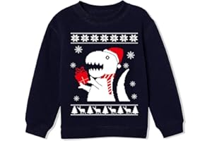 CM-KID Kids Christmas Boys Sweatshirt Santa Claus Jumper Long Sleeve Tops T-Shirts Winter Casual Pullover Toddler Clothes for Age 2-10 Years