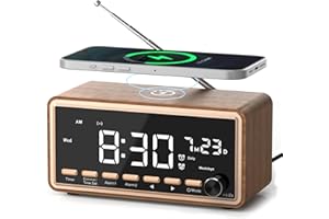 ‎WAMGRA Wecker Digital mit FM-Radio, Dual-Alarm, Bluetooth Lautsprecher, White Noise Machine, Wireless Charger, Dimmbar Digital Uhr–Geschenke für Männer, Geburtstagsgeschenk für Frauen, Mama Papa Geschenk