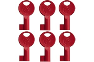 TRUMED Red Fire Alarm Keys – Universal Metal Reset & Replacement Keys for Break Glass Call Points, Fire Alarm Panels & Testing – 6-Pack - C-TEC S-Key for CFP Panels