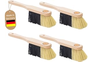 Novaliv Lot de 4 balayettes à poils synthétiques - Balai à poils souples - Balai d'armoire, de camping, de voiture - Fouet idéal pour voiture, tapis d'auvent, caravane, balai à main en bois