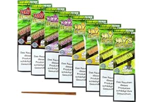 yaoviz® Set 2x 4er Pack - JUICY JAY Hanf Wrap Enhanced - 2 pro Packung (16 Total) - Hemp Wraps inkl- RAW Poker 113mm Holzstab zum stopfen