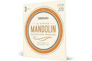 D'Addario EJ74-3D Mandolin Strings, Phosphor Bronze, Medium, 11-40. 3 Sets