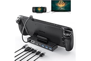 Benazcap Docking Station for Steam Deck OLED 2023/Steam Deck 2021, 4K@60Hz HDMI 2.0, Gigabit Ethernet Port, 3 USB A 3.0 5Gbps Data Ports, 65W Power Delivery, Compatible with Valve Steam Deck Console