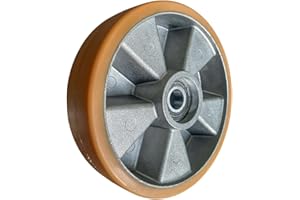 WIKO Ruote per Carrelli per Merci Pesanti - Rullo in Poliuretano per Transpallet 180 mm fino a 650 kg con Cuscinetti a Sfera - Ruota per Fissaggio dei Pallet (Foro dell’Asse 25 mm), KAU180