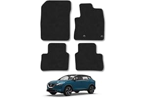 CAR MAT CO Nissan Qashqai (2021+) [Mild Hybrid Car Mats Accessories Tailored Fit Carpet Floor Mats Non Slip Black Trim Full Coverage Compatible Accessory Front Rear Set Anti Slip Granulated Backing Clips
