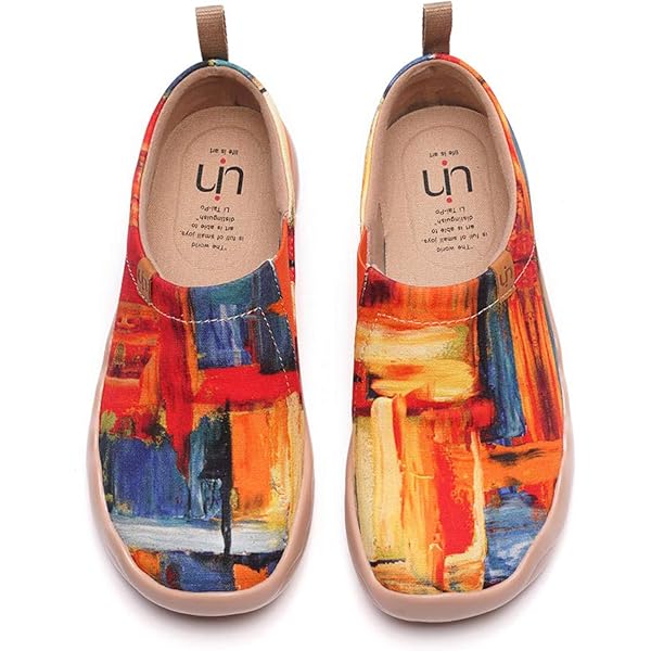 UIN Women's Art Painted Slip-On Loafers | Comfort Walking Canvas Flats For Travel & Casual Wear