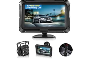 ALTUEEY Reversing Camera Kit 1080P AHD Reverse Camera Car Rear View Camera with 4.3'' LCD Monitor, 9 LEDs Clear Night Vision, IP68 Waterproof Backup Camera for Car Van Truck, DIY Parking Guide Line