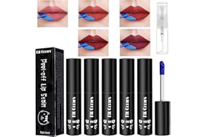 BMHNQ Lip Stain Peel Off 5 Pcs Peel Off Lip Stain Peel Off Lipstick Lip Tint Peel Off Long Lasting Waterproof Liquid Lipstick y 1 botella de spray de 3ml Non Stick Cup Lip Tint