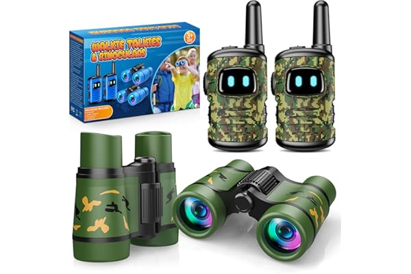 Dislocati Jouet Exterieur Enfant 3-9 Ans Garçon Fille, Talkie Walkie et Jumelles Enfants Cadeau Noel Enfant Garcon Jeu Exterieur Walkie Talkie Kit Exploration