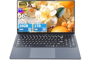 TUNHAIL PC Portatile 16 Pollici, Computer Portatile Core i5 fino a 3,60 Ghz, 16GB RAM 1TB SSD Notebook, Laptop gaming 1920x 1200 FHD IPS Display, Tastiera retroilluminata full size Wi-Fi 5, Per Studio Lavoro