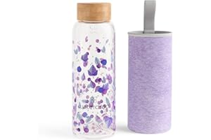 WATERDROP MICRODRINK waterdrop® Botella Agua Vidrio 400ml, Cristal Borosilicato, 100% Hermética, Segura - Sin BPA: Para Niños. Botella Gimnasio, Water Bottle, Cantimplora