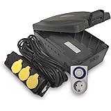 Masterplug Wetterfeste Box für den Außenbereich mit 8 Meter Verlängerungskabel und 3 Steckdosen incl. Zeitschaltuhr