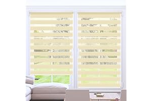 Kokorona Day and Night Blinds Zebra Roller Blinds for Windows, Dual Layer Fabric Zebra Blinds for Doors, Light Filtering Privacy Day Night Blinds, 110cm Wide x 230cm Drop, Beige
