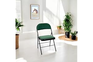 META FURNITURE Meta Steel Frame with Fabric Seat Padded Office Work Study Party Dining Folding Chair (1, Green)