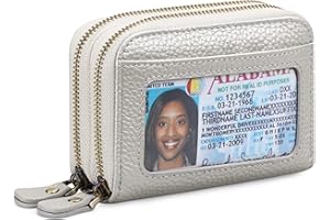 GAEKEAO Womens Credit Card Holder Wallet Genuine Leather Card Case RFID Blocking Small Blocked Purses for Women with Zipper Coin Purse