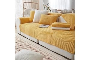LINGKY Housses de Canape/Couvre Canape d'angle 4/3/2/1 Places Couverture de Canapé en Forme de L avec Accoudoirs Revetement de canape Antidérapant Protecteur (Jaune,70x70cm/Carré)