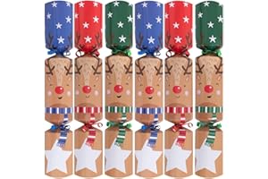 HARVEY & MASON Pack of 6 Racing Reindeer Christmas Crackers - 12" Interactive Game Kids Adults Xmas Holiday Dinner Table Decorations - Novelty Fun Prizes Gifts Contains Hats Jokes