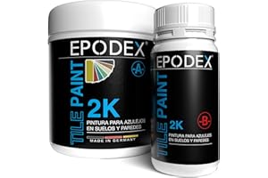 EPODEX PINTURA PARA AZULEJOS 2K – Para azulejos de baño, cocina y más – Apta para suelos y paredes – Blanco, gris, beige y más – 1,8kg (7m² con 2 capas)