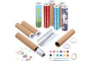 SINMOE Set de 12 Caleidoscopios con 12 Calidoscopios DIY 4 Sets de 12 Colores de 3 ml de Pinturas Acrílicas 12 Juegos de Pinceles Set de Regalo Kaleidoscopio para Cumpleaños de Niña Niño Escuela Guardería