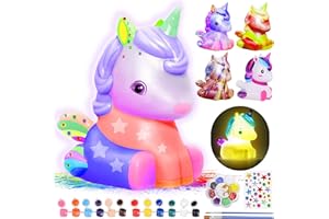 ONLYFUN Paint Your Own Unicorn Lamp Kit, Art Supplies & Crafts Kit, DIY Night Light for Kids 6-12, Diamond Set for girl 8-12, Painting Kit for Girls Boys, Toy Child Birthday Gift Ages 3 4 5 6 7 8 9 10 11 12+