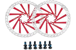 Yongness Rotor de freno de disco de bicicleta, rotor de freno G3 Rojo 203mm, paquete de 2 con 12 tornillos, rotor de freno de acero inoxidable, compatible con Shimano Tektro Avid Magura Hayes