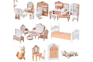 BDBFPAN 34 Stück Puppenhaus Möbel Holz,Puppenhaus Zubehör,Geeignet für Den Fantasievollen Puppenhaus Möbel,Geeignet für Puppenhaus-Liebhaber Individuelle und Gruppenspiele