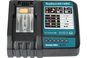 QUPERR DC18RC Caricatore rapido compatibile con batteria agli ioni di litio Makita 14,4 V/18 V BL1815N BL1820 BL1830 BL1840B BL1850 BL1860 BL1450, ricambio per DC18RD DC18RA DC18SD DC18SE