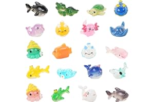 LALASTYLE 20PCS Mini Sea Resin Animals,Sea Animal Resin Figures,Colorful Tiny Animals,for DIY Miniature Aquarium,Fish Tank,Miniature Landscape Home Decoration