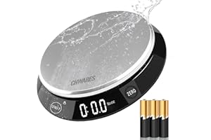 CHWARES Balance de cuisine numérique, 5 kg, balance de precision balance de cuisine électrique, étanche, affichage LED, en acier inoxydable, pour ingrédients, café, viande, fruits, légumes