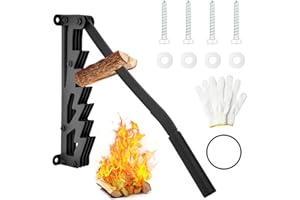 TIAZHAN Log Splitter Wall Mounted, Firewood Kindling Splitter with Screws, Portable Manual Firewood Splitter, Heavy Duty Wood Splitter for Logs for Home & Outdoor Camping, Splitting Kindling Tool (Black)